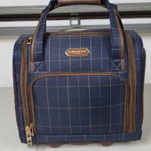 LONDON FOG Kensington II 15-Inch Wheeled Under The Seat Bag, Blue and Bronze